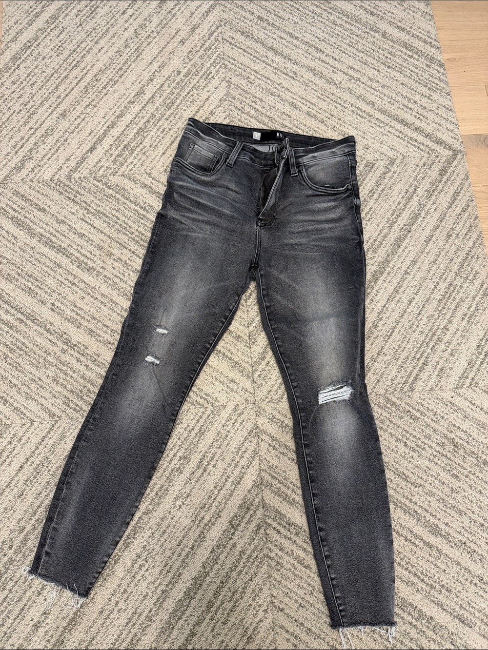 Kut from the Kloth Black-Grey Skinny Ripped Jeans